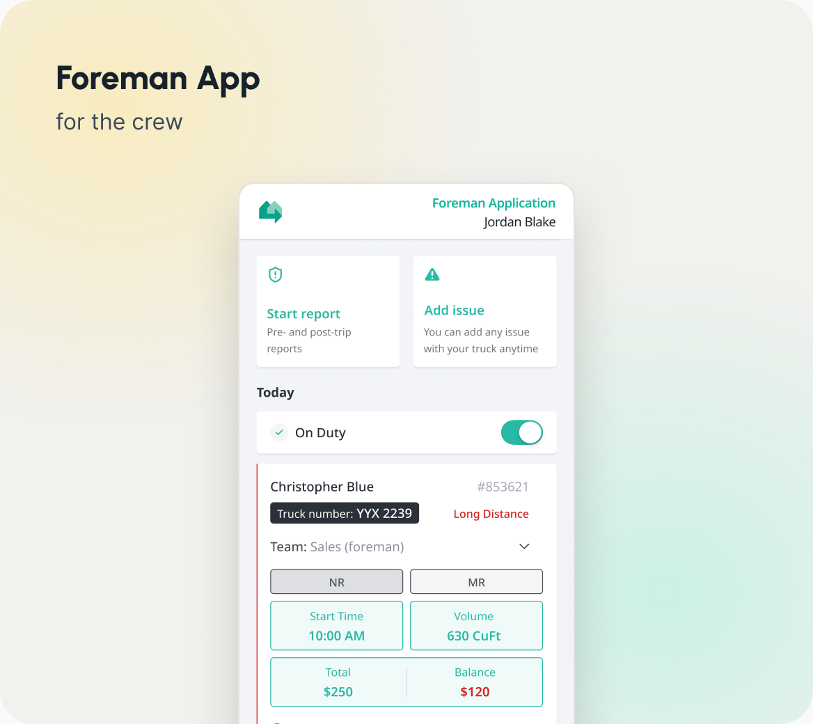 Foreman App for the crew